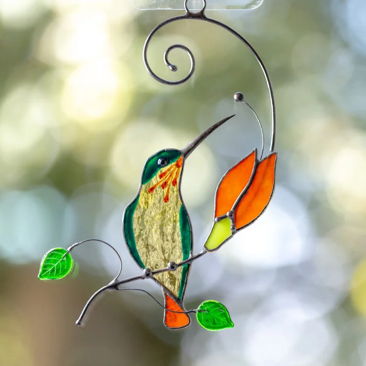 Hummingbird Stained Glass Window Hanging Mother's Day Limited Gift