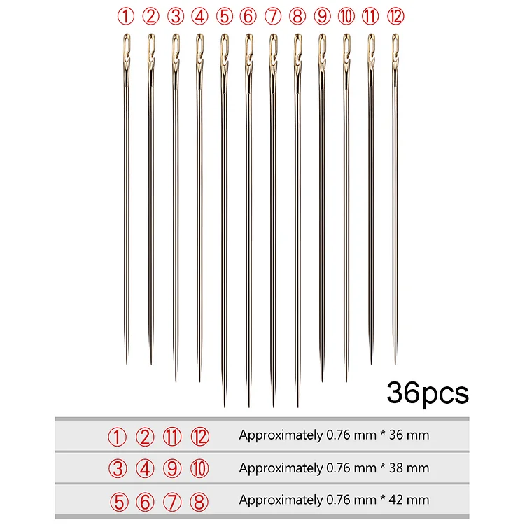 12pcs Assorted Size Self Threading Hand Sewing Needles Easy Thread Large  Eye B