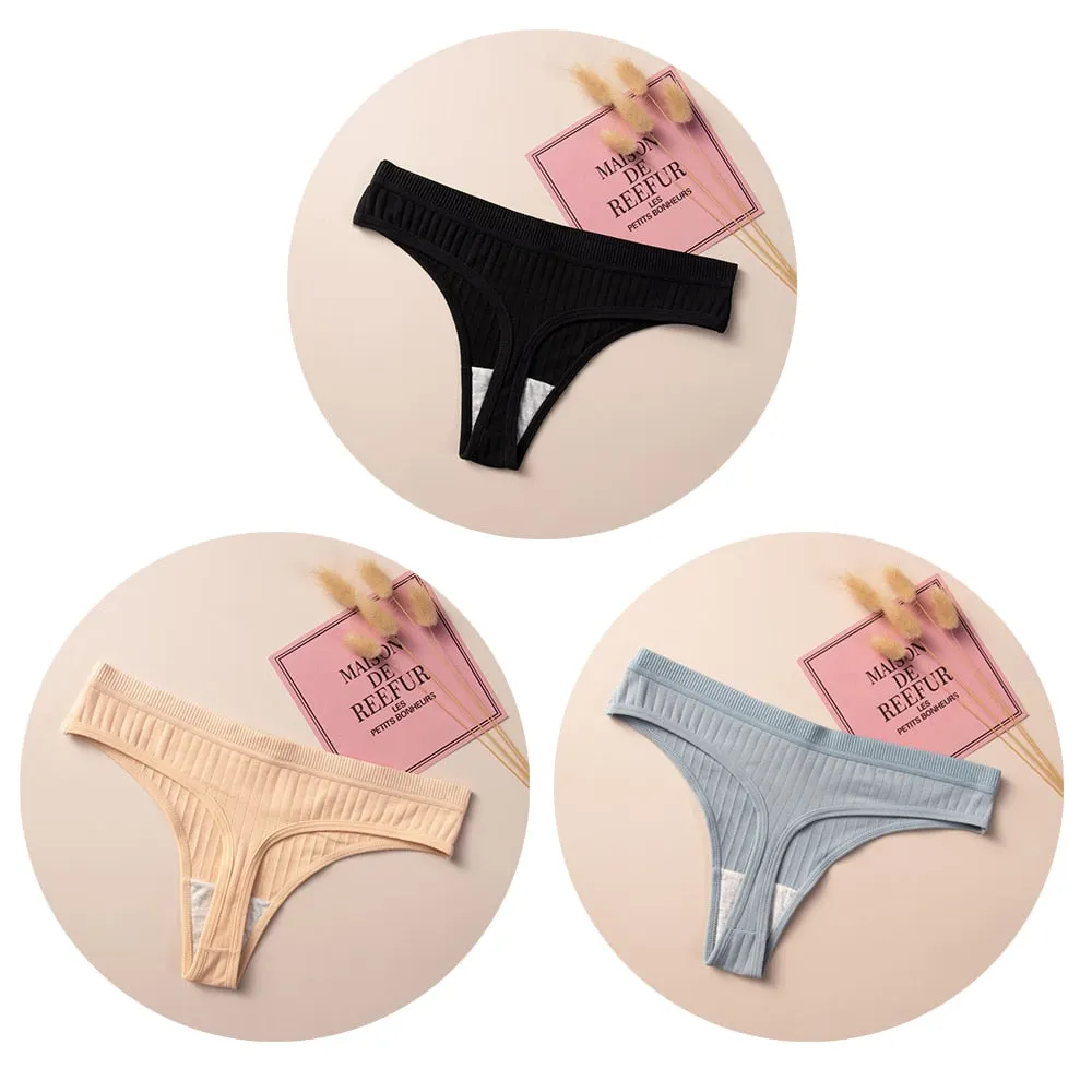 Women's Cotton G-String Thong Sexy Panties for Women String  Low-Rise Underwear Intimate Lingerie Ladies T-back 3 Pcs