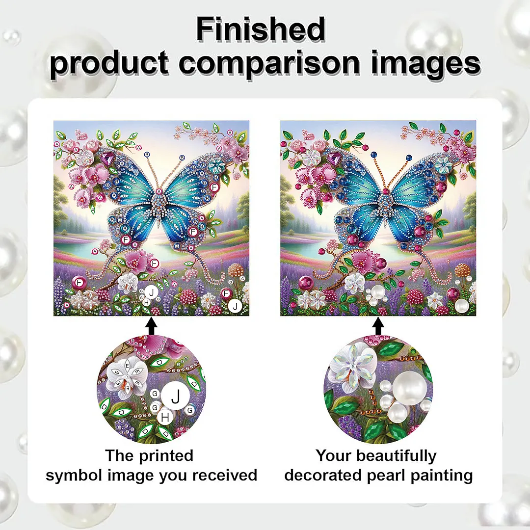 Butterfly DIY Special Shape Drill Diamond Art Pearl Painting Kit with Frame 25x25cm Art Craft Pearl Diamond Painting for Adults Beginners Home Decor