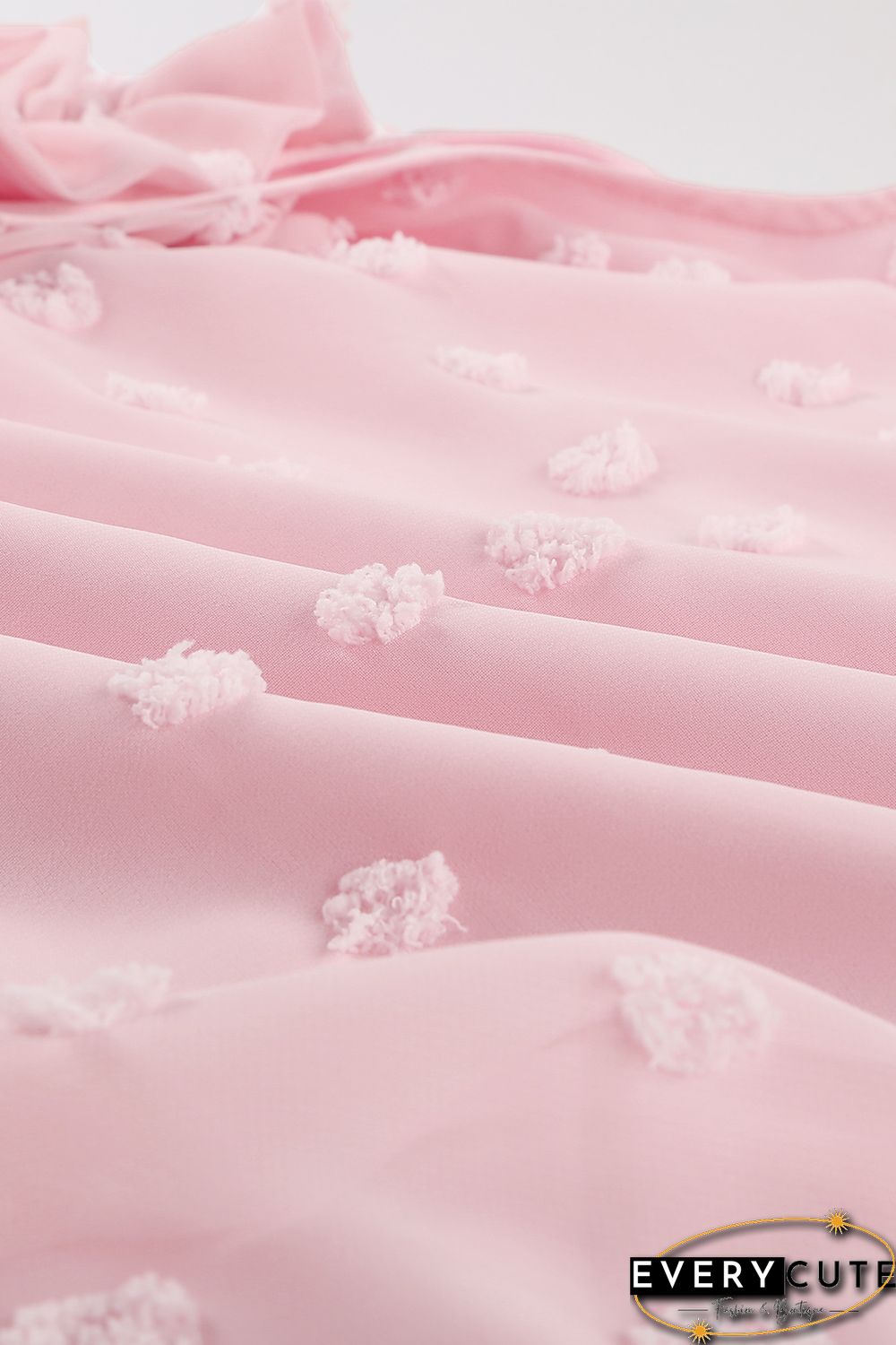 Pink Swiss Dot Woven Sleeveless Top With Ruffled Straps