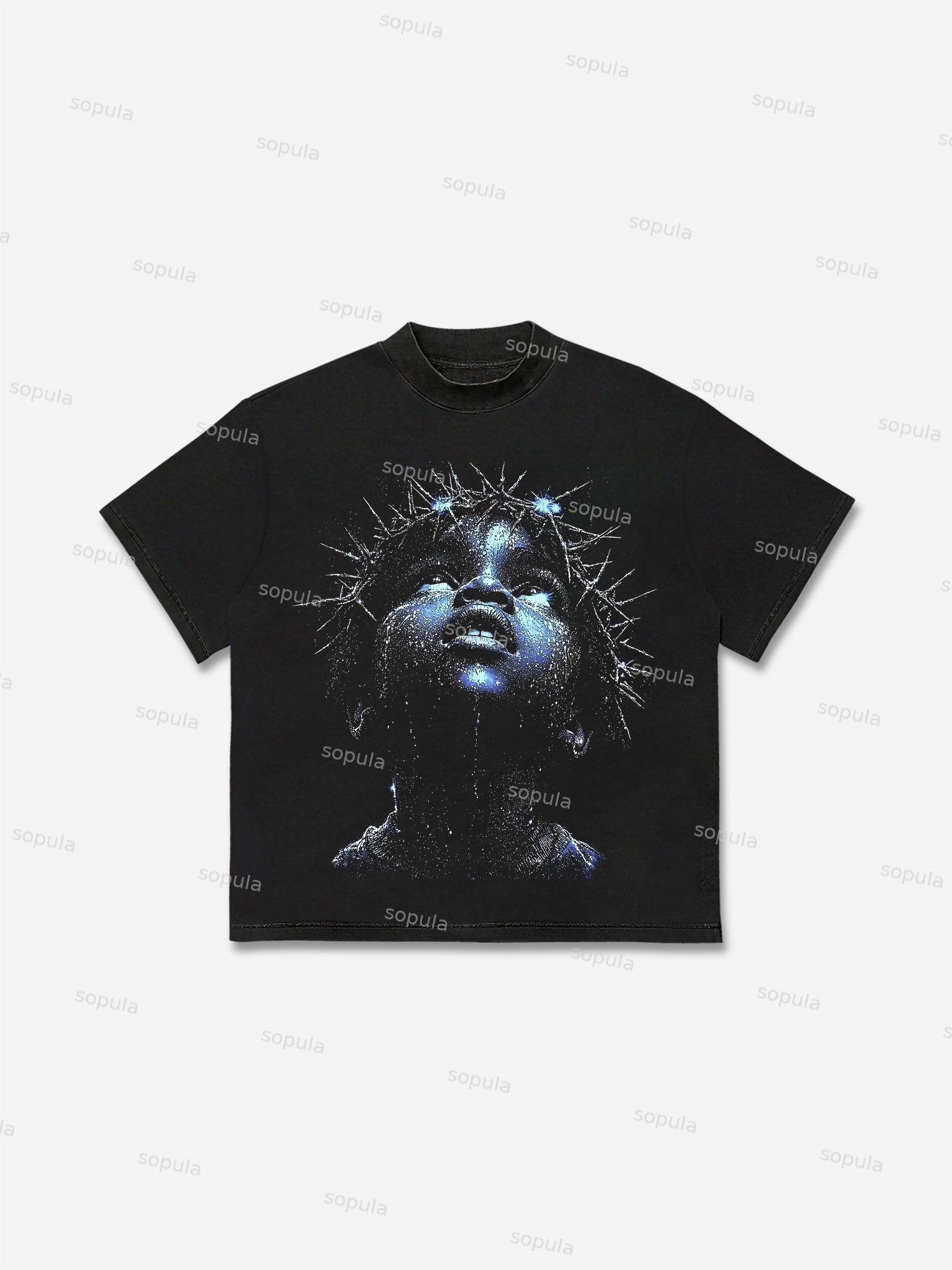 Men's Vintage Child With Thorns Graphic Cotton T-shirt - SOPULA