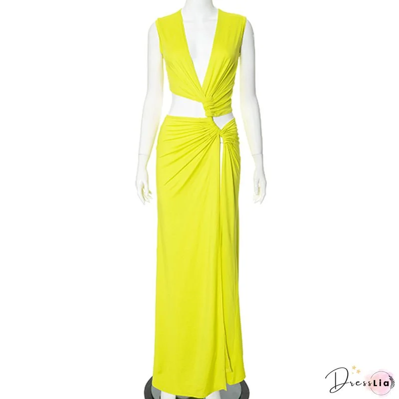 Mesh See Though Lace Up Crop Tops and Pants Suit