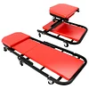 EASYBERG 40" Inch Foldable Creeper Seat, 2 in 1 Z Shape Creeper and Seat, 6 Swivel Casters Wheeled Creeper for Garage Shop, 330 lbs Capacity, Red