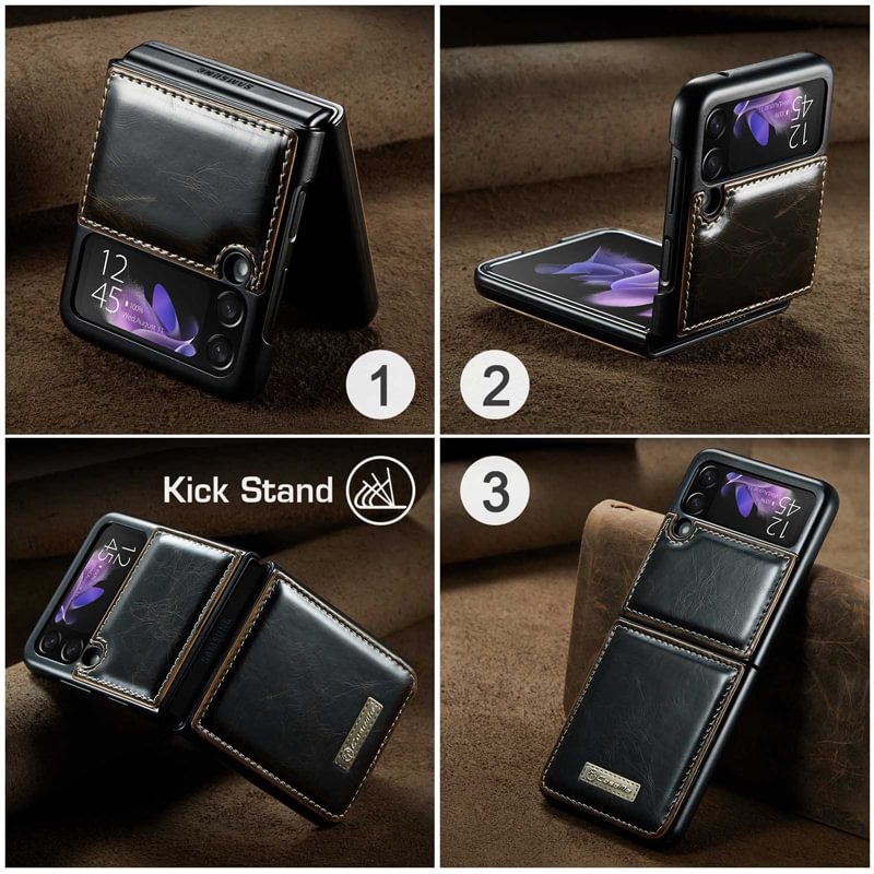 Luxury Genuine Leather Flip Case For Samsung Z Flip3 5G