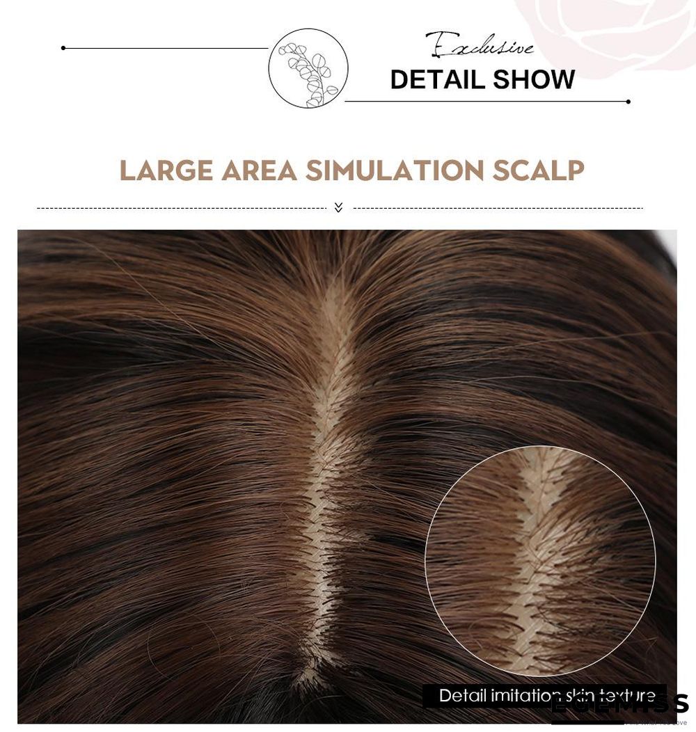 Beauty Wig Golden Long Curly Hair Eight Character Bangs Big Wave Gradient High Temperature Silk Wig | EGEMISS