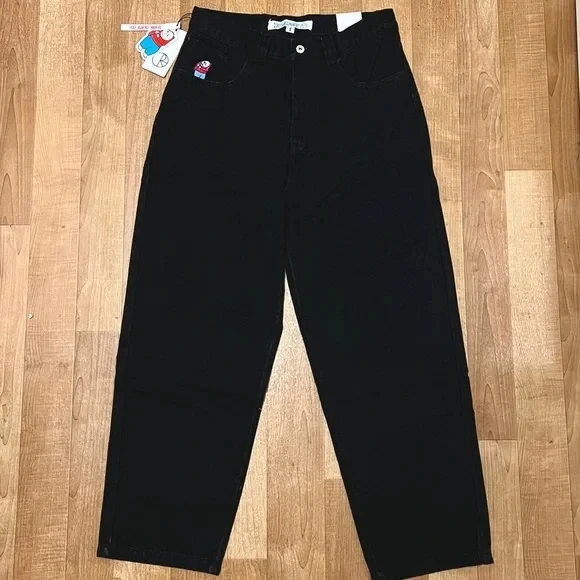 Bkdfamily picture day outfit highschool 2024 New American Harajuku Retro Straight High Waist Y2K Street Style Women Washed Blue Pockets Baggy Jeans Gothic Wide Pants