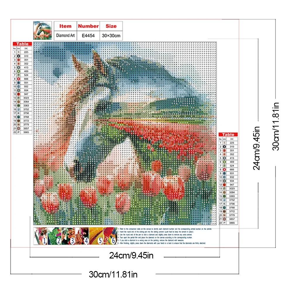 Diamond Painting - Full Round Drill - Tulip Horse Silhouettes(Canvas|30*30cm)