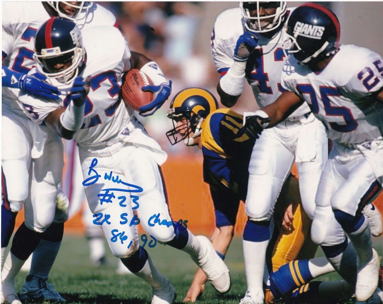 PERRY WILLIAMS NEW YORK GIANTS 86,90 SB CHAMPS ACTION SIGNED 8x10