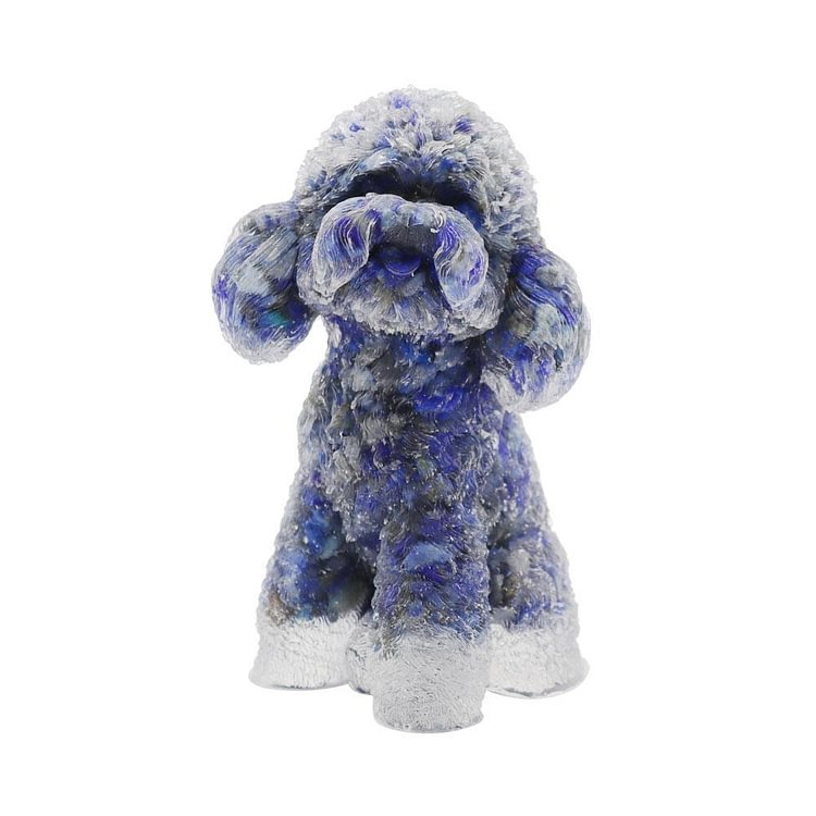 Resin Dog Figurines with Lapis Gravel Toy Poodle