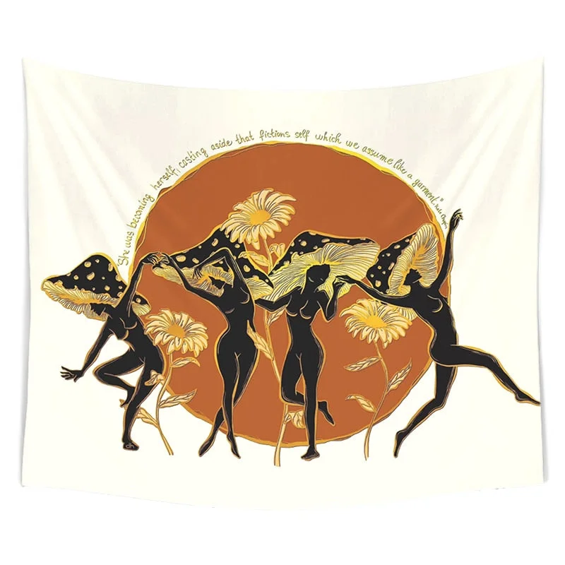 Psychedelic mushroom woman Tapestry Wall Hanging Mental health art Hippie decor Fungi woman Bohemian feminine Tapestry wall art