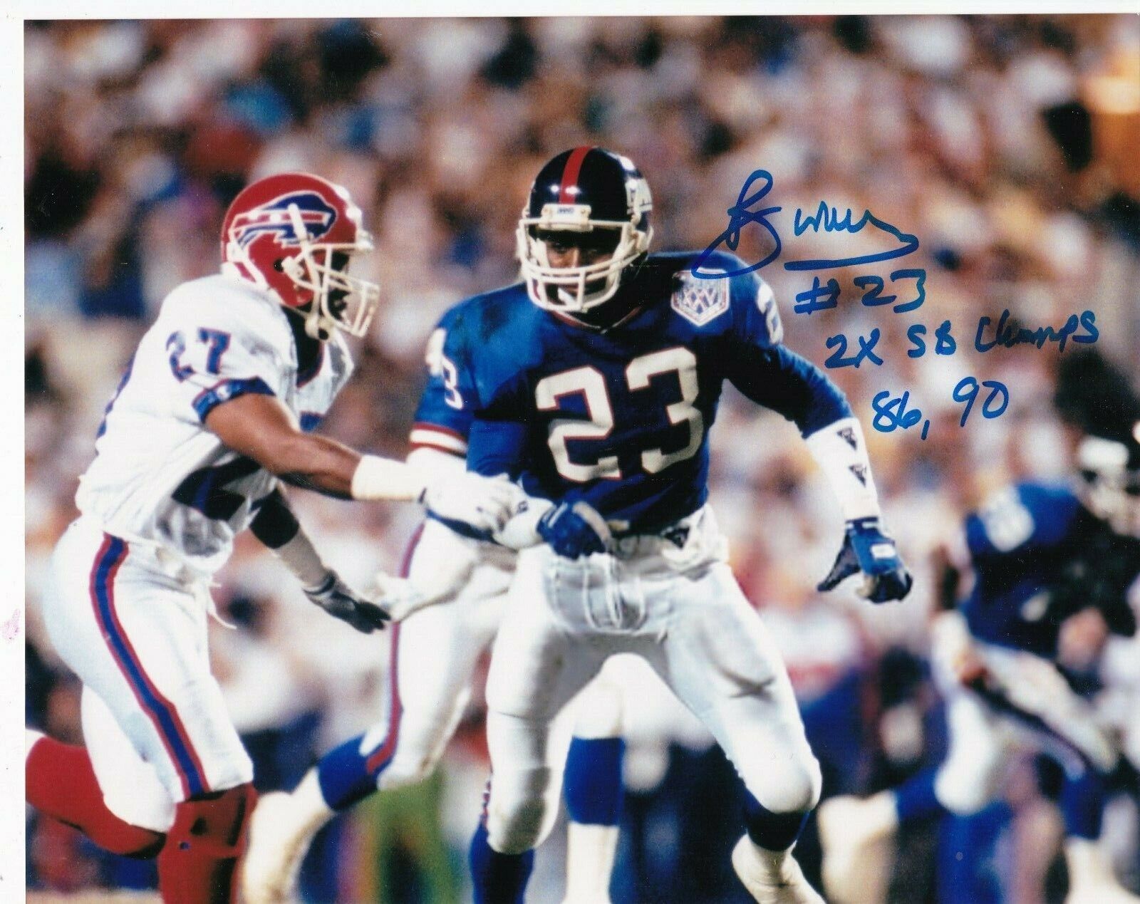 PERRY WILLIAMS NEW YORK GIANTS 86,90 SB CHAMPS ACTION SIGNED 8x10