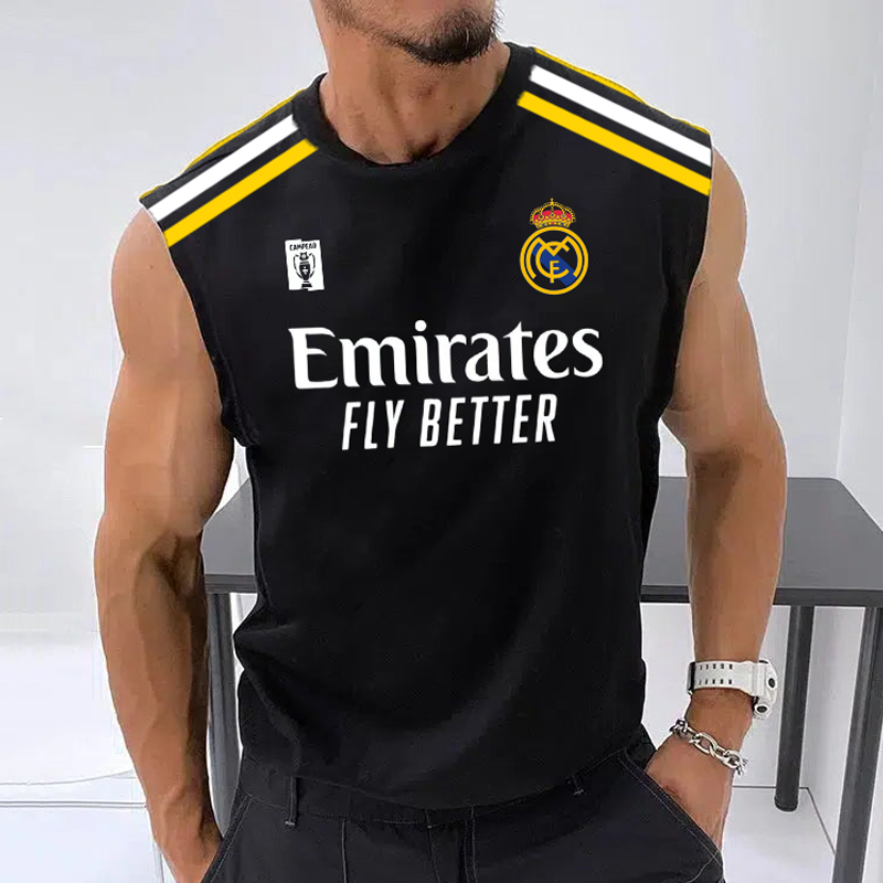 Men's Football Team Logo Print Jersey Casual Fitness Sleeveless Vest / TECHWEAR CLUB / Techwear