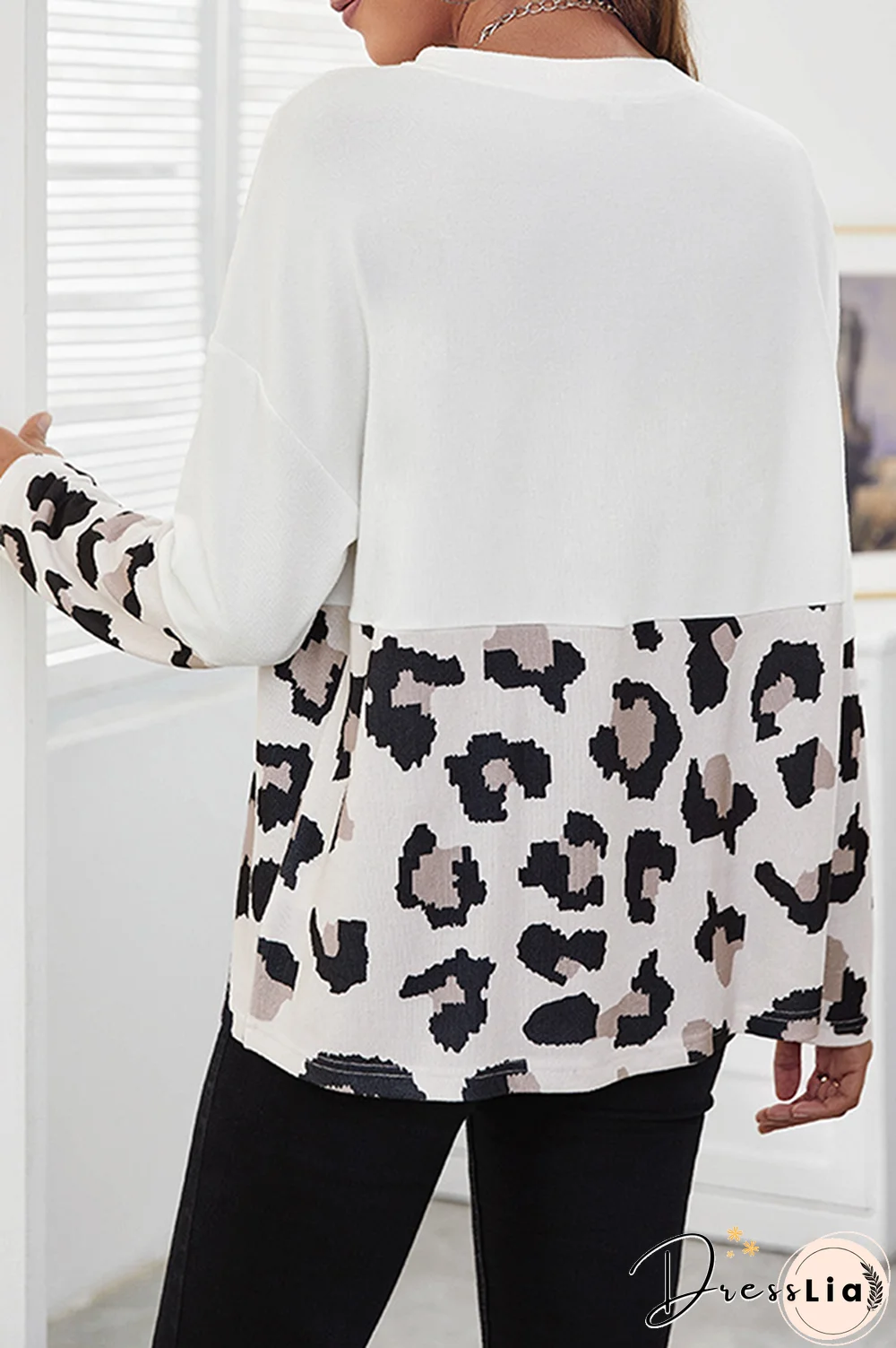 Casual Print Split Joint O Neck Tops