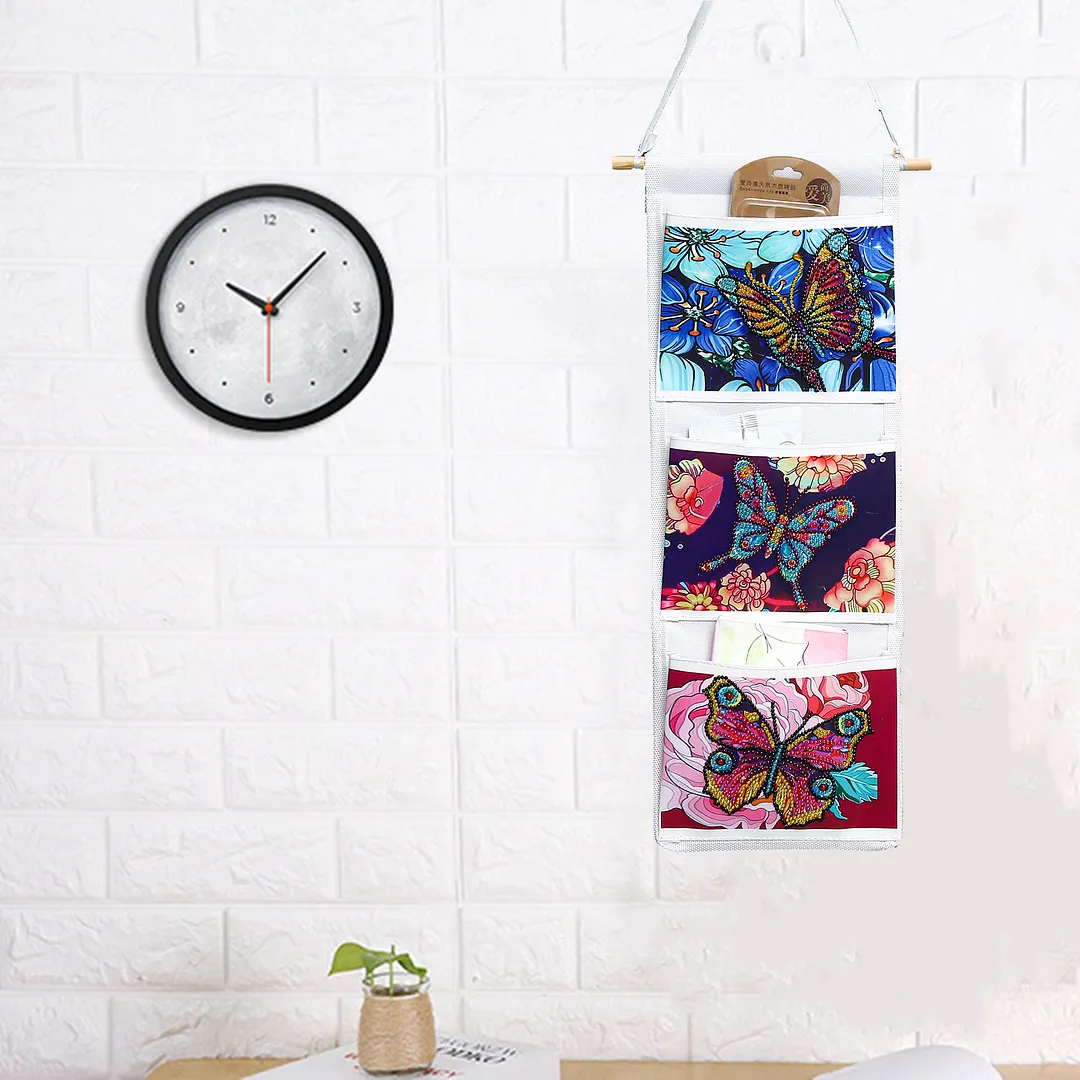 DIY Diamond Painting White Butterfly Hanging Storage Bag