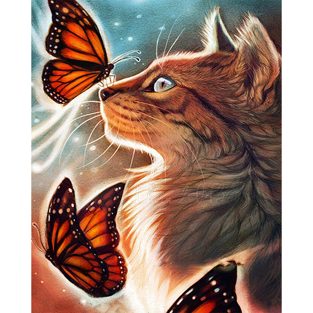 

(Multi-Size) Butterfly Cat - Round/Square Drill Diamond Painting 30*40CM/40*50CM, Square diamond 40*50cm, 501 Original