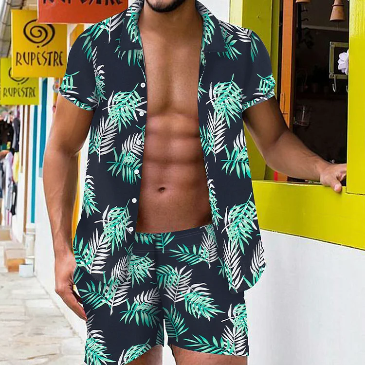 Summer Beach Hawaiian Style Printed Matching Suits