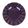 10 Pack | 11" Purple Hard Plastic Dinner Plates with Gold Ruffled Rim, Large Heavy Duty Disposable Dinnerware
