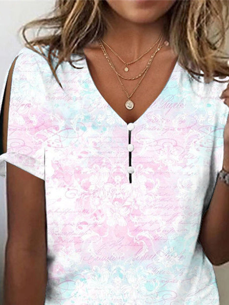 Women Half Sleeve V-neck Solid Color Dress