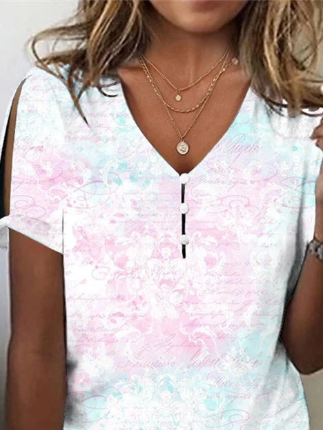 Women Half Sleeve V-neck Solid Color Dress