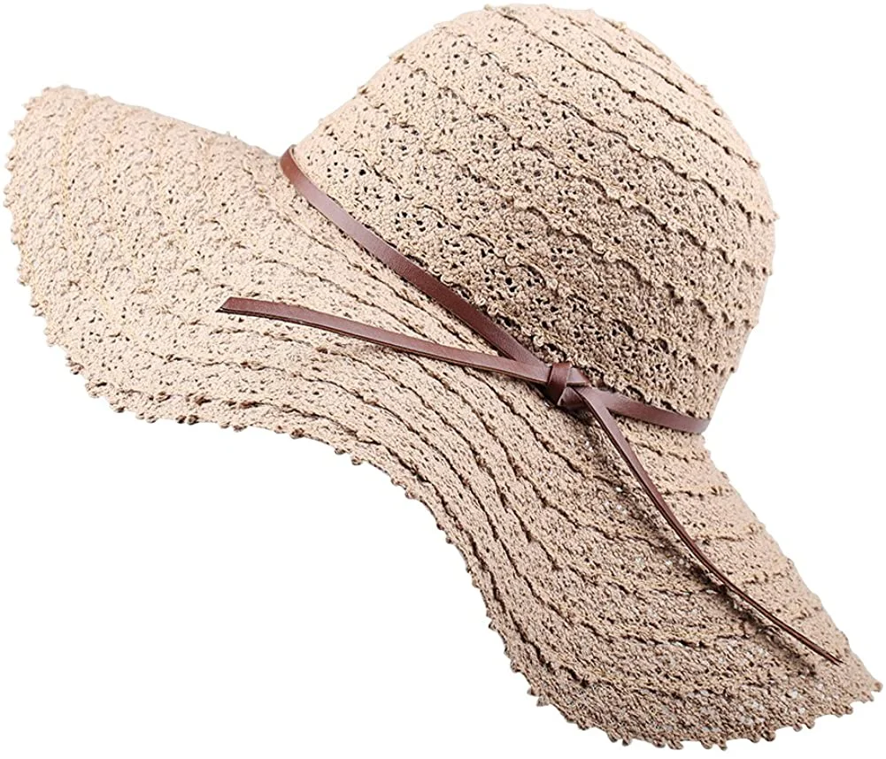 Summer Beach Sun Hats for Women UPF Woman Foldable Floppy Travel Packable UV Hat Cotton