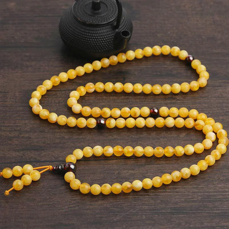 Natural Amber Red Agate 108 Beads Balance Bracelet Mala