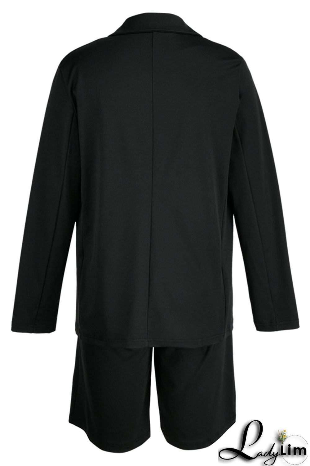 Coffee Casual Solid Patchwork Buttons Turn-back Collar Long Sleeve Two Pieces