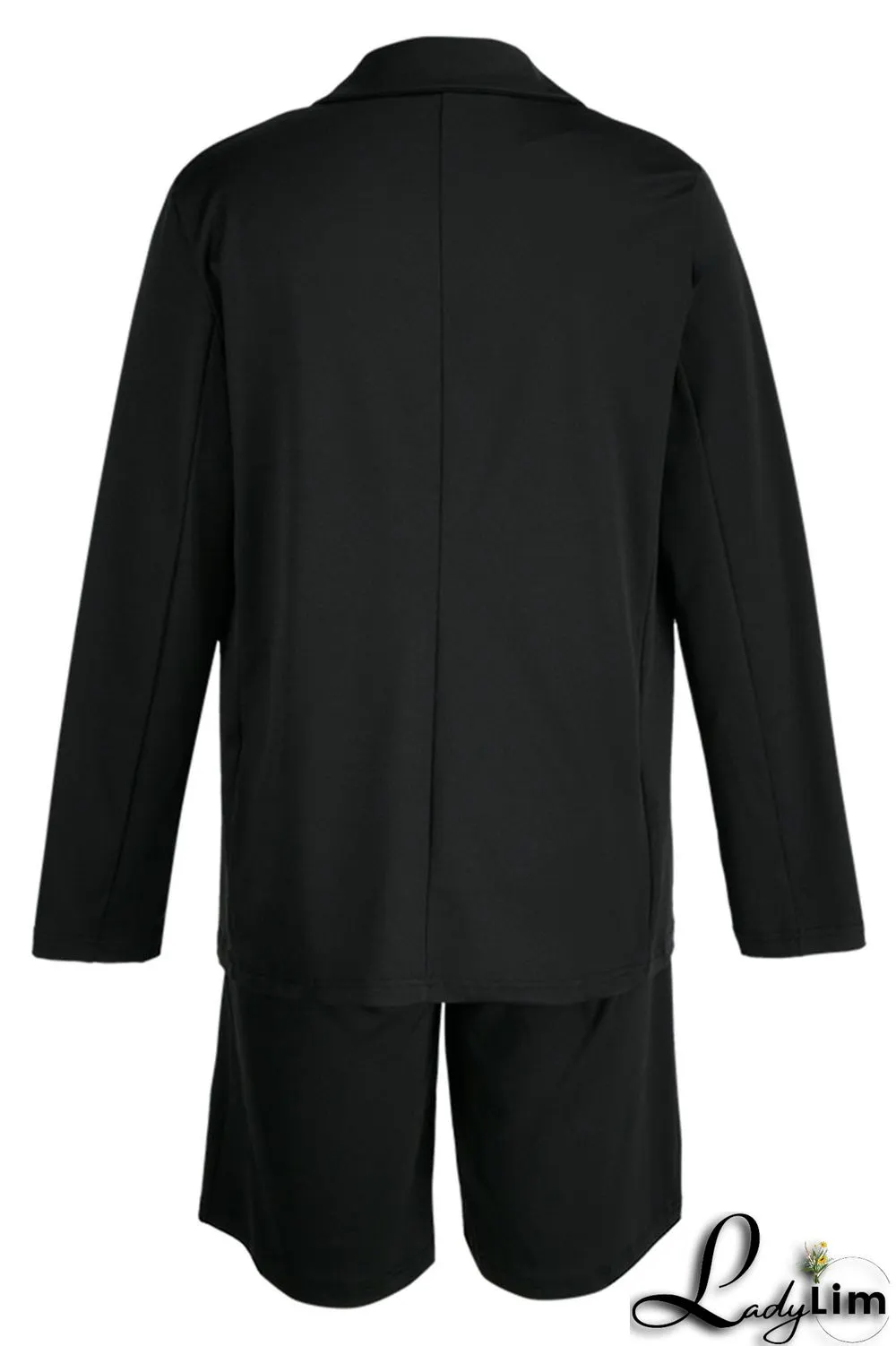 Coffee Casual Solid Patchwork Buttons Turn-back Collar Long Sleeve Two Pieces