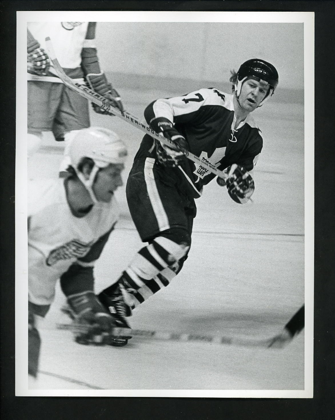 Lanny McDonald 1970's Press Original Photo Poster painting Toronto Maple Leafs vs Red Wings