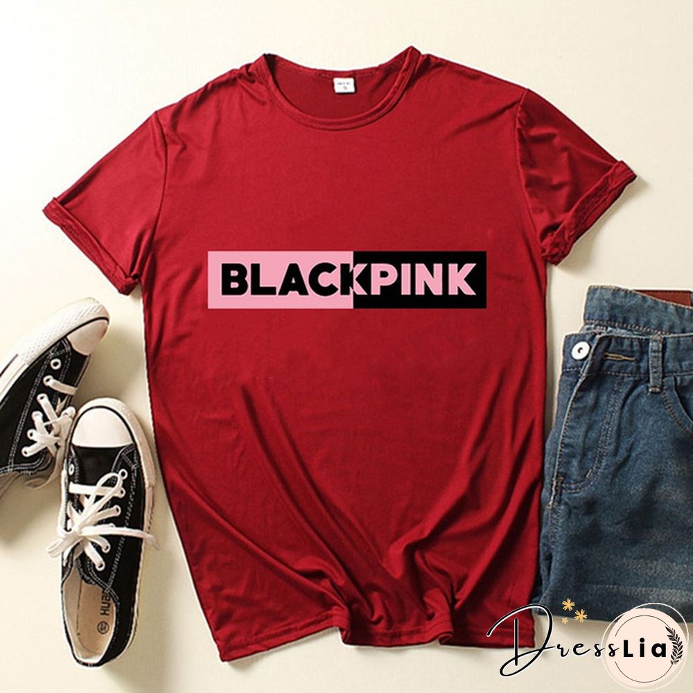 BLACKPINK New Women's Fashion Short-sleeved Slim T-shirt Casual Sweatshirt