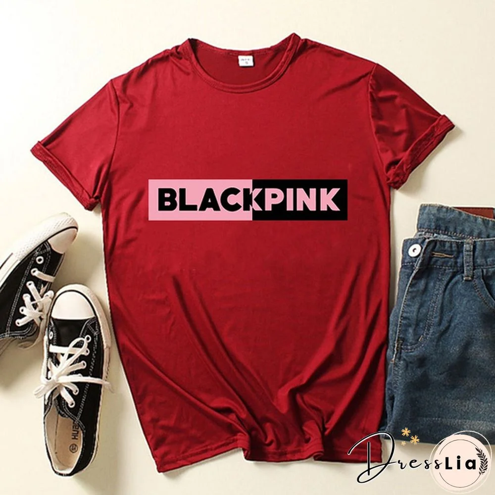 BLACKPINK New Women's Fashion Short-sleeved Slim T-shirt Casual Sweatshirt