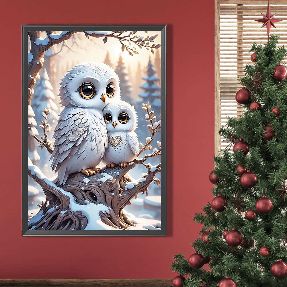 Diamond Painting - Full Round Drill - Winter Owl(Canvas|40*60cm)