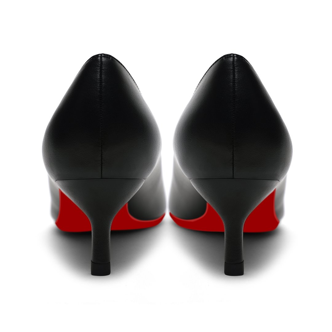50mm Women's Low Heel Kittens Pointed Toe Casual Slip On Matte Red Bottoms Pumps-vocosishoes