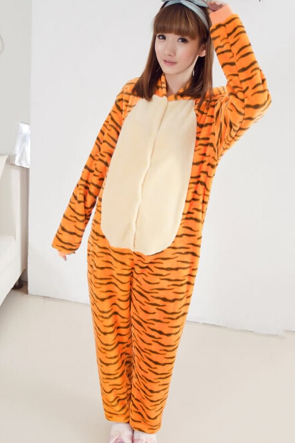 Yellow Naughty Girls Pajamas Jumping Tiger Halloween Jumpsuit Costume-elleschic