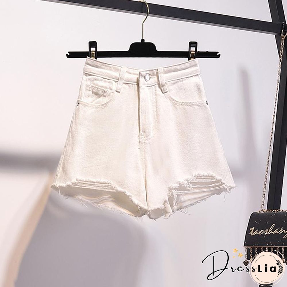Stripe Blouse+Hole Denim Shorts P15521