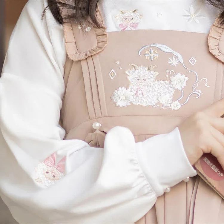 【50% OFF】Vintage Sleep Embroidery Doll Collar Coat Sweatshirt Slip Dress - Modakawa Modakawa