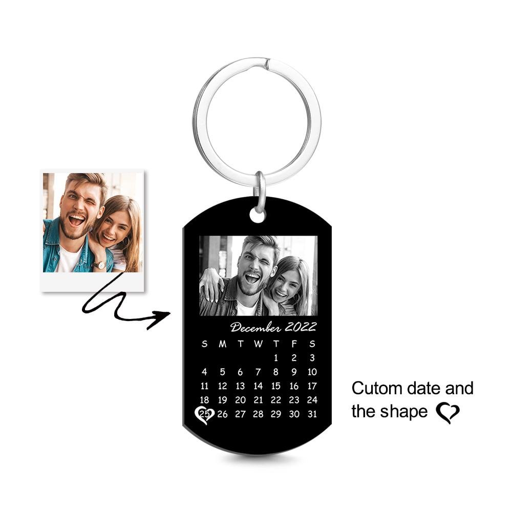 Custom Black Filter Classic Photo Calendar Keychain 