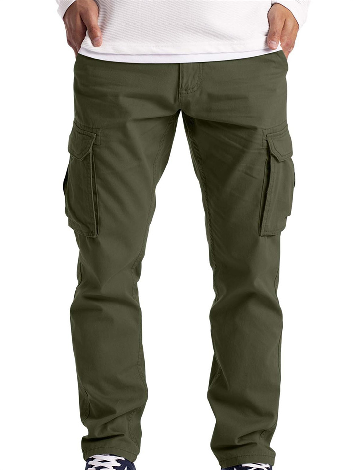 Men's Cargo Pants Trousers Multi Pocket Straight Leg 6 Pocket Plain WorkWear Daily Wear Cotton Blend Casual Black khaki