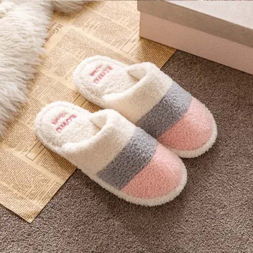Warm Winter Slippers Men Mixed Colors Indoor Slippers Suede Velvet Fur Slippers Comfy Soft Bedroom Designer Shoes
