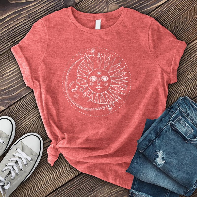   Moon Sun Next To Each Other Printed Casual Crew Neck T-shirt - Neojana
