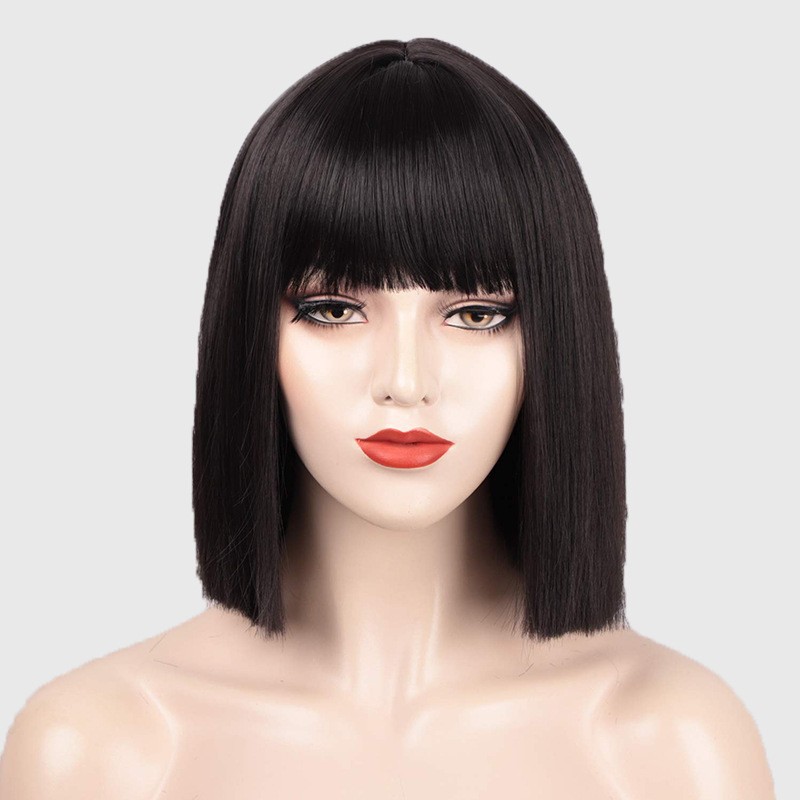 Full-head Mature Ladies Synthetic Short Straight Wig