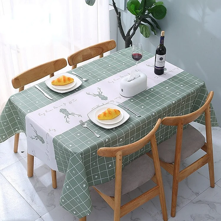 Plaid Printing Polyester Waterproof Tablecloth Holiday Party Decorations Rectangle Table Cover for Kitchen Coffee Table Decor
