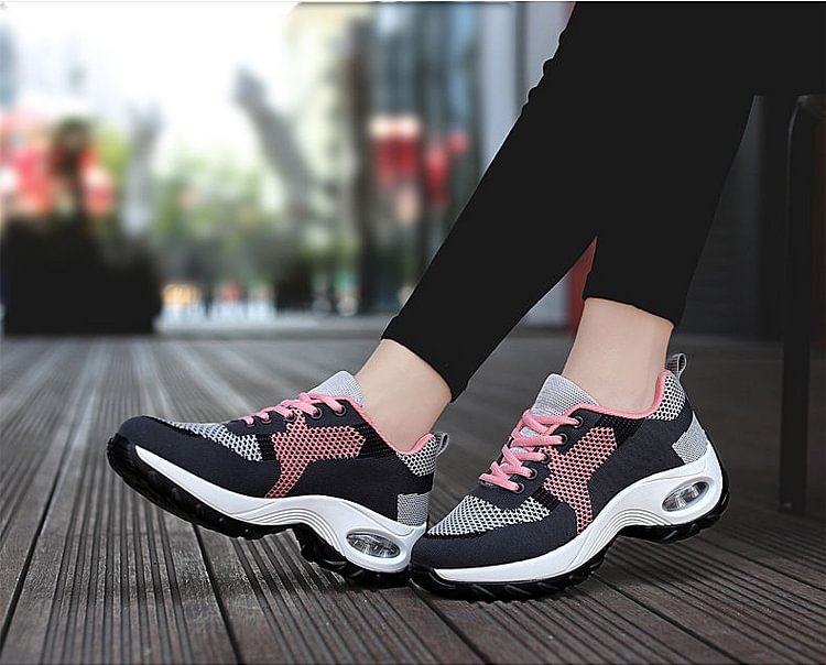 women's single shoes casual sports shoes color-blocking walking running shoes fashion flying mesh breathable women's shoes