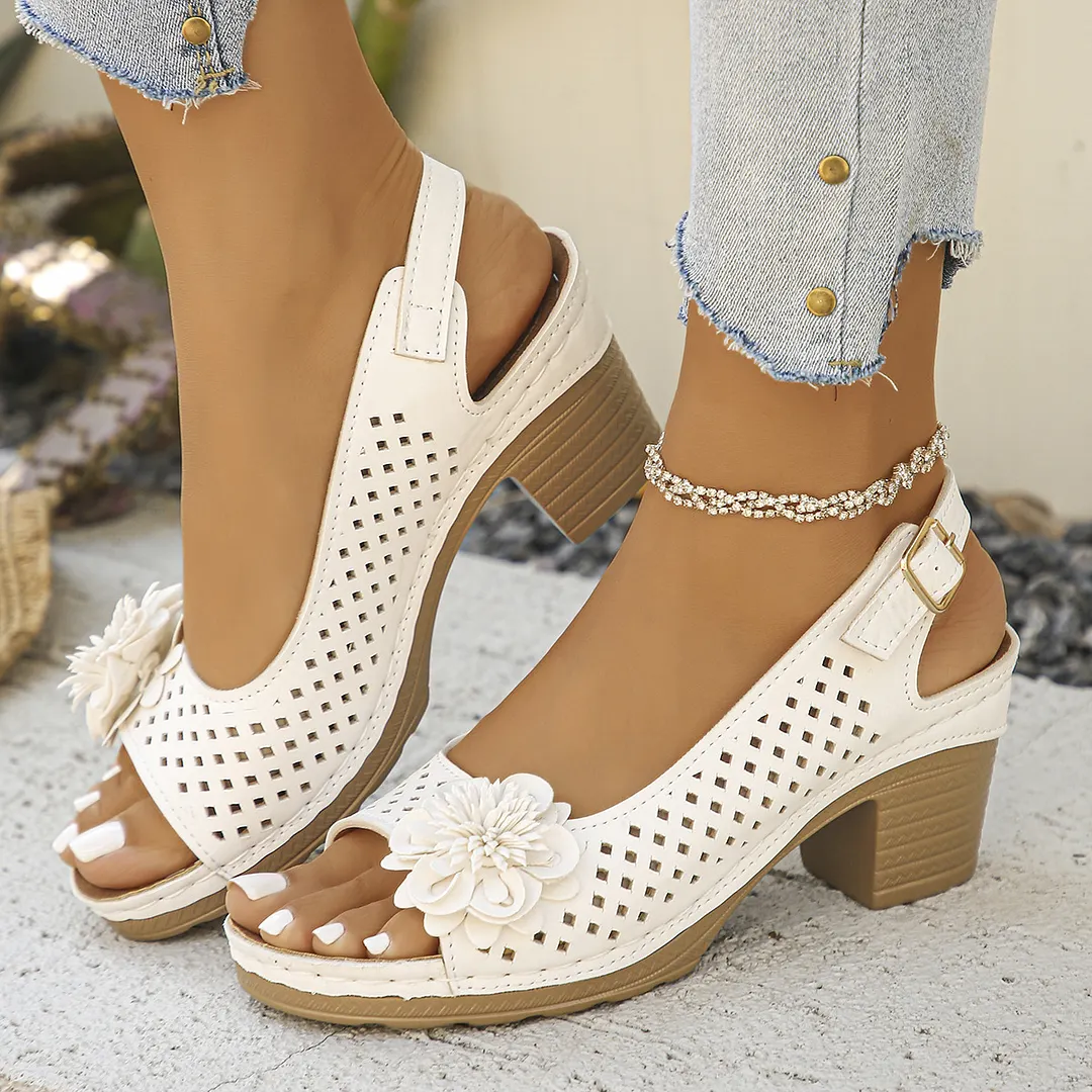 Breakj Breakj Summer New Women's Slope And Thick-Soled Sandals Large-Size Fish Mouth Slope And Word Slope Heel Sandals
