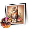 Fleur chaton-plein rond diamant peinture-30 * 30cm