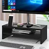 2-Tier Monitor Stand Riser with Phone Holder & Cable Management for Home Desktop