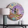 DIY Round Metal Tin Owl Diamond Painting Special Shaped  Clock Kit