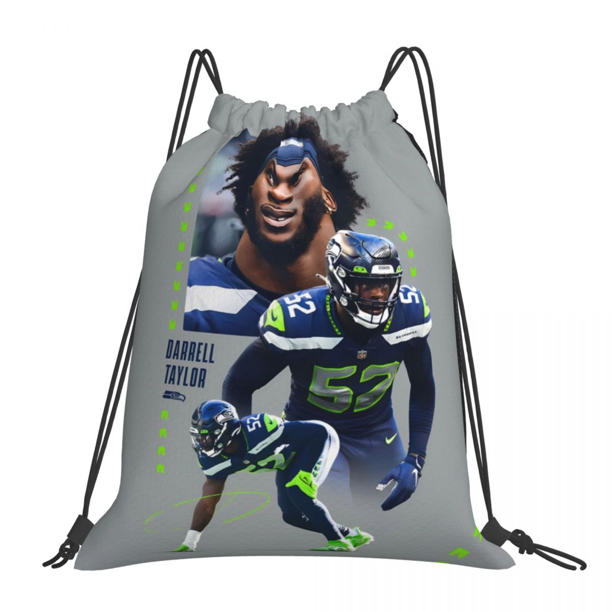 Seattle Seahawks Darrell Taylor Foldable Sports Gym Drawstring Bag