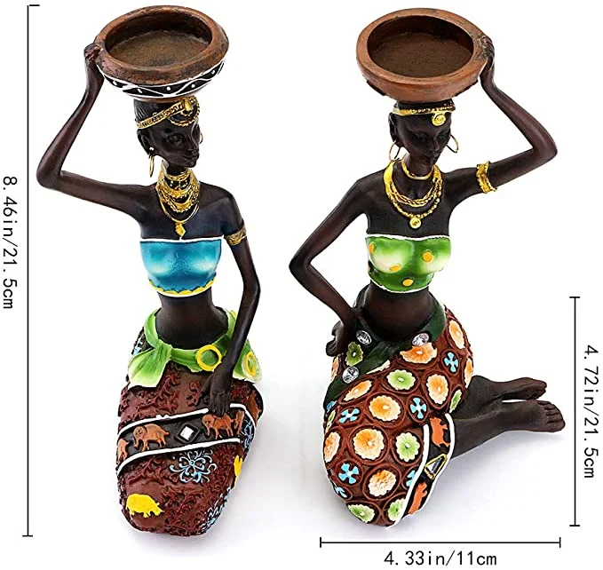 African Women Candle Holder Sculpture