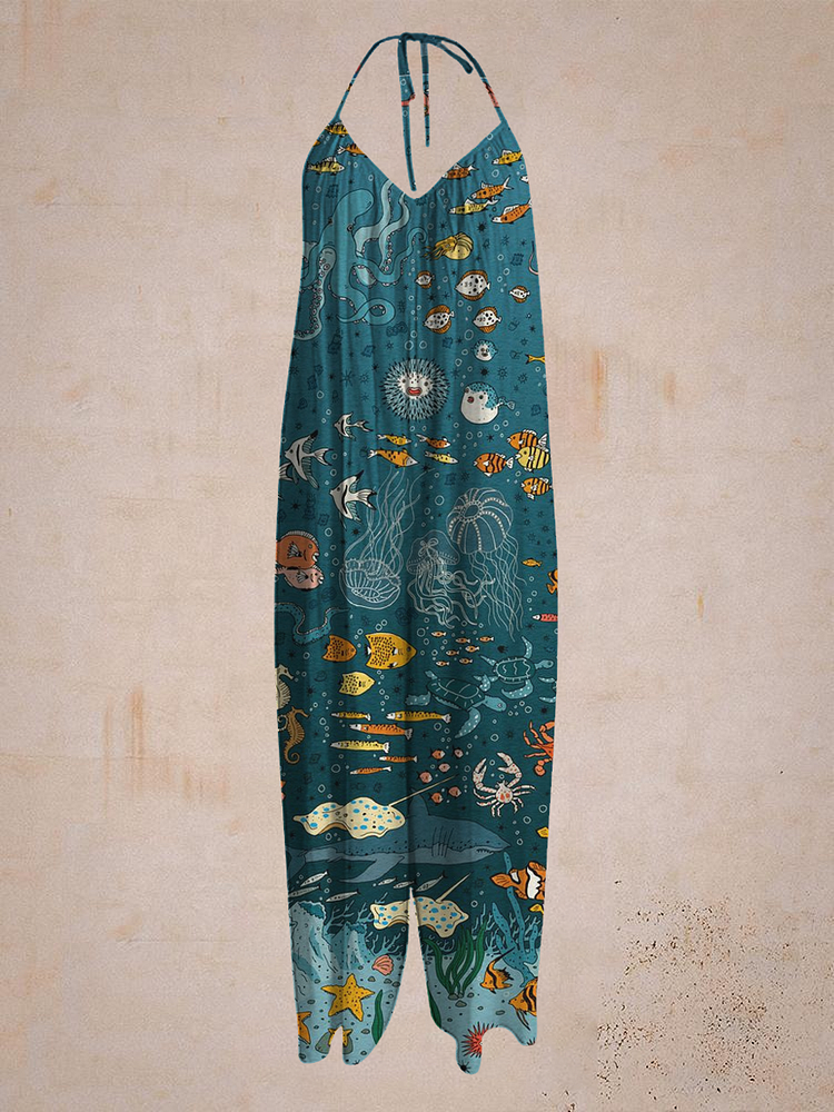 The underwater world print jumpsuit-Mayoulove